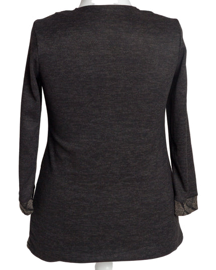 Тъмносива туника с декоративен цип и акцентни панели