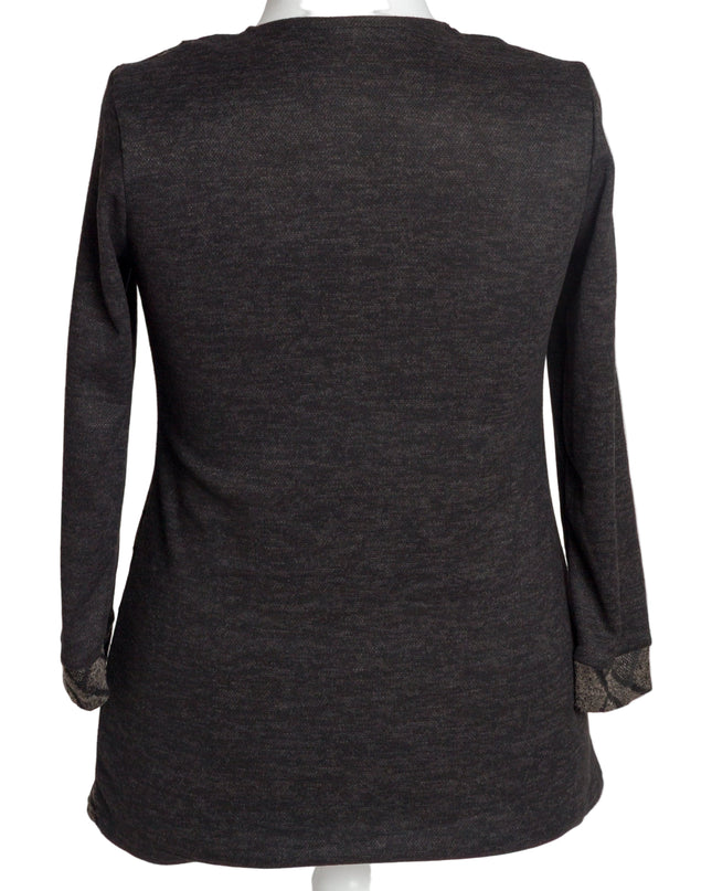 Тъмносива туника с декоративен цип и акцентни панели