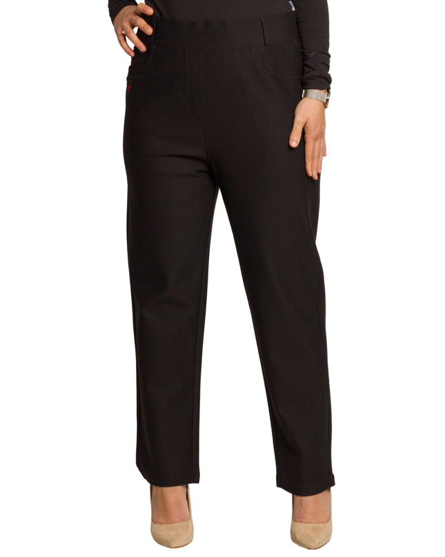 Черен дамски панталон с висока талия в големи размери