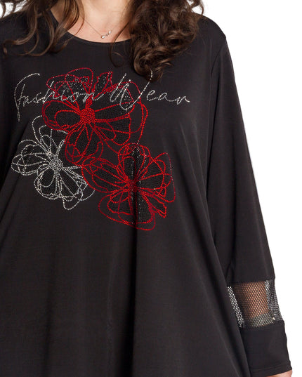 Елегантна туника с декоративни камъни и флорални акценти