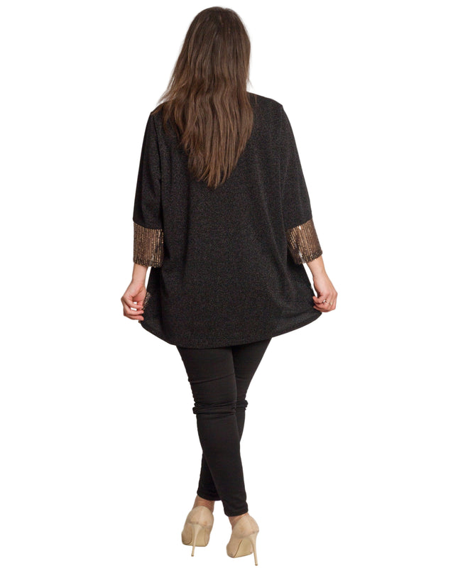 Официална черна туника с права кройка и пайетен акцент