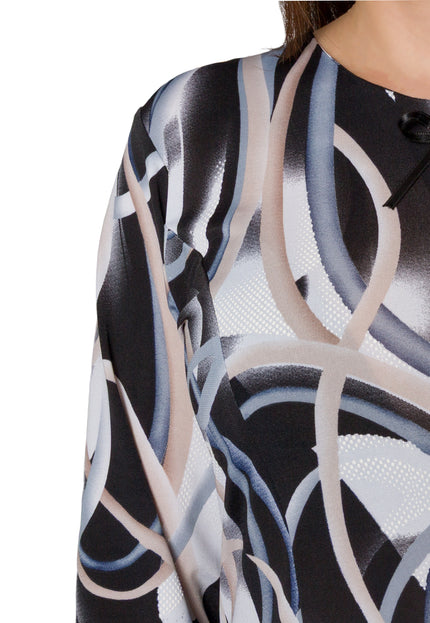 Многоцветна разкроена туника с ефектен принт и декоративна панделка