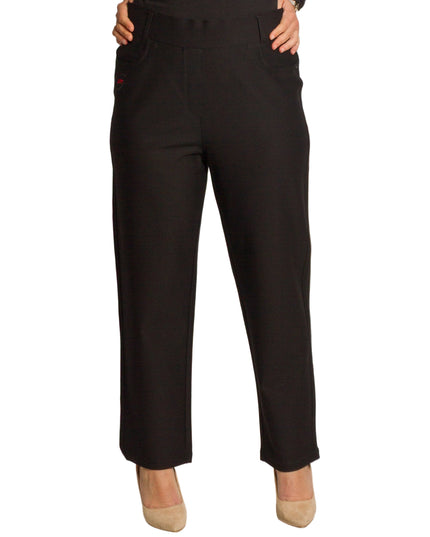 Черен дамски панталон с висока талия в големи размери