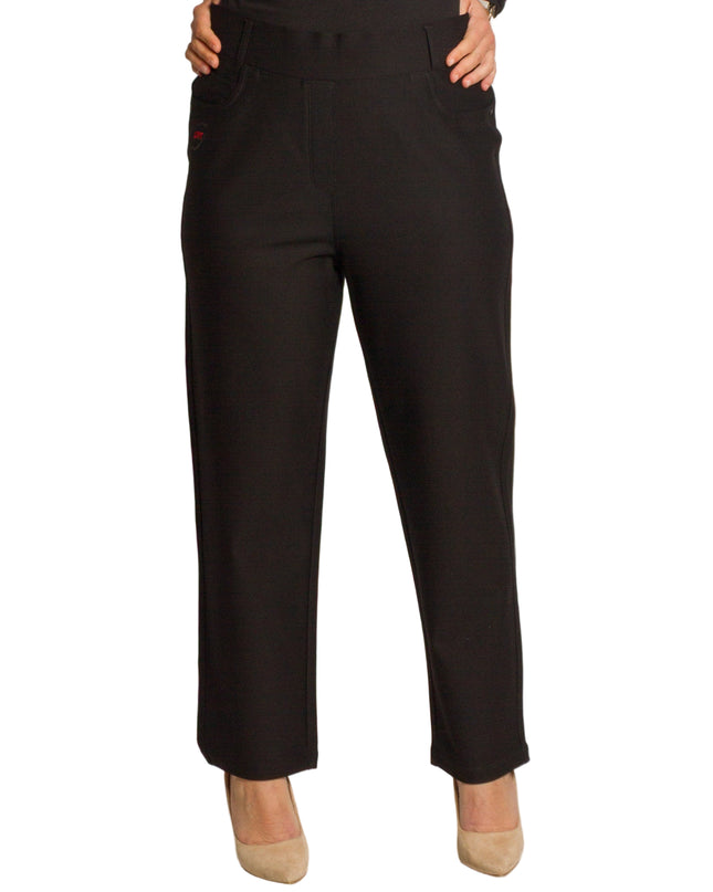 Черен дамски панталон с висока талия в големи размери