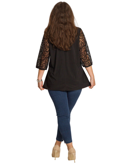 Официална макси туника с красив тюл и 3/4 ръкави