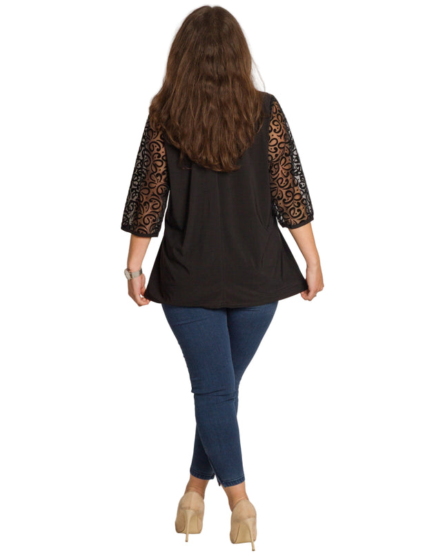 Официална макси туника с красив тюл и 3/4 ръкави