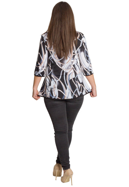 Многоцветна разкроена туника с ефектен принт и декоративна панделка