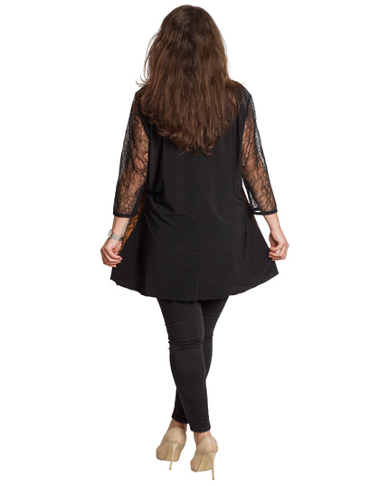 Елегантна туника с ефектни дантелени панели в големи размери