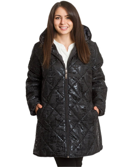 4XL,5XL Зимно макси дамско яке с качулка – С надписи - Maxi Market