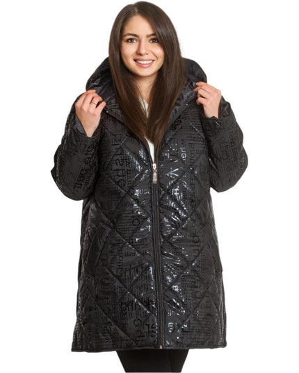 4XL,5XL Зимно макси дамско яке с качулка – С надписи - Maxi Market
