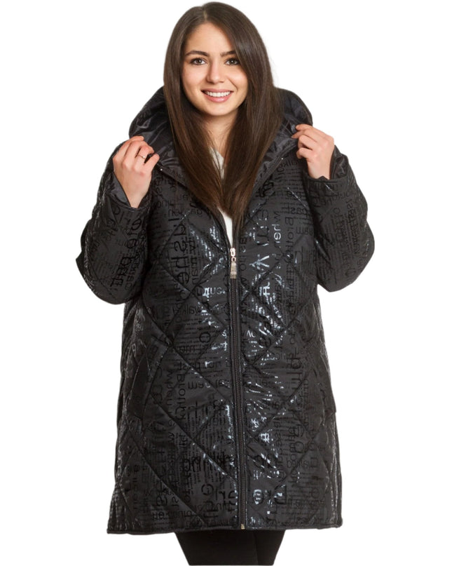 4XL,5XL Зимно макси дамско яке с качулка – С надписи - Maxi Market