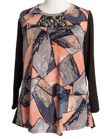 Макси елегантна туника с акцент от дантела и разкроена кройка