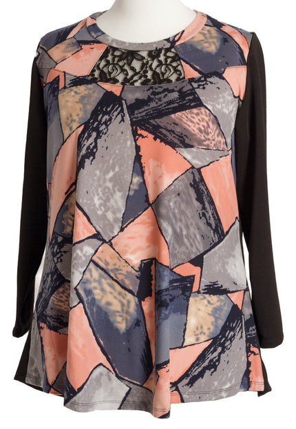 Макси елегантна туника с акцент от дантела и разкроена кройка