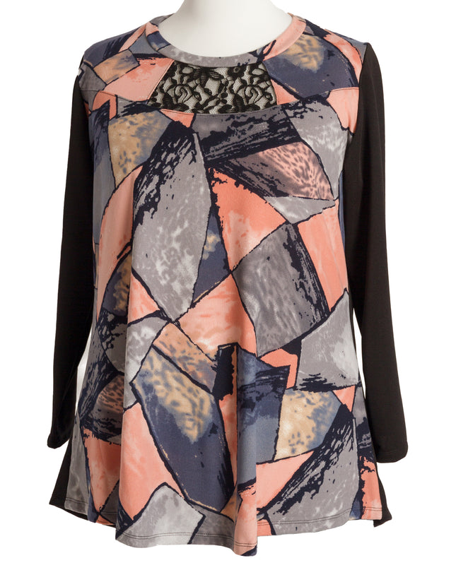 Макси елегантна туника с акцент от дантела и разкроена кройка