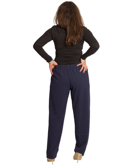 Макси дамски панталон в тъмносин цвят с ластик на талията