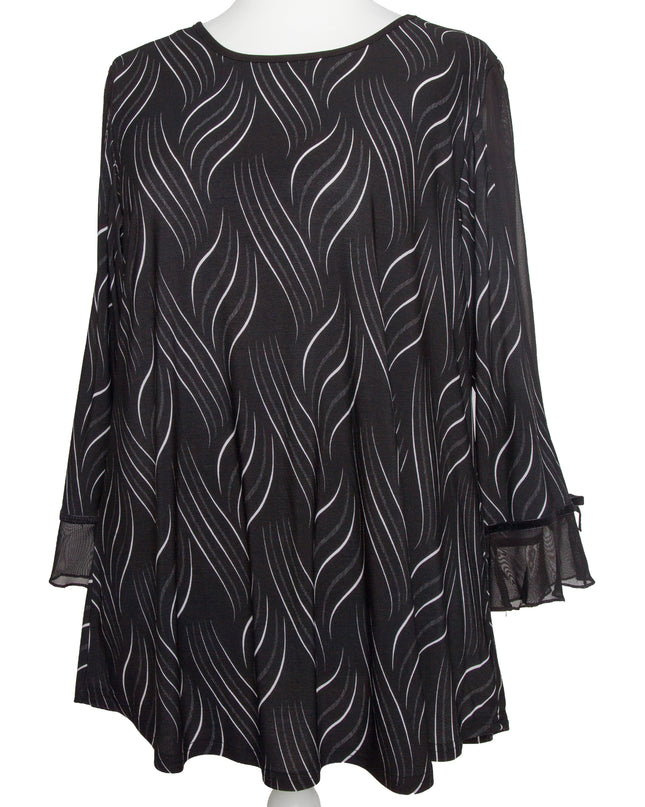 Официална черна туника с тюлени ръкави и разкроена кройка