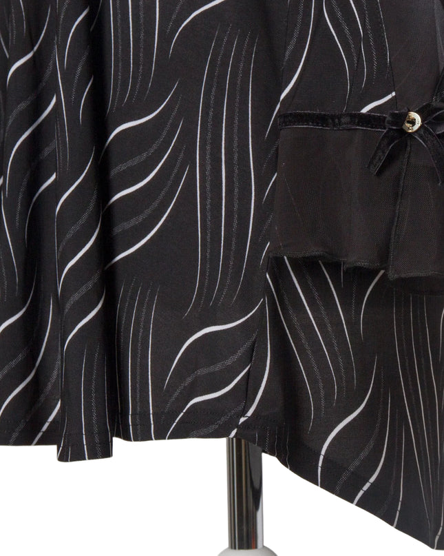 Официална черна туника с тюлени ръкави и разкроена кройка