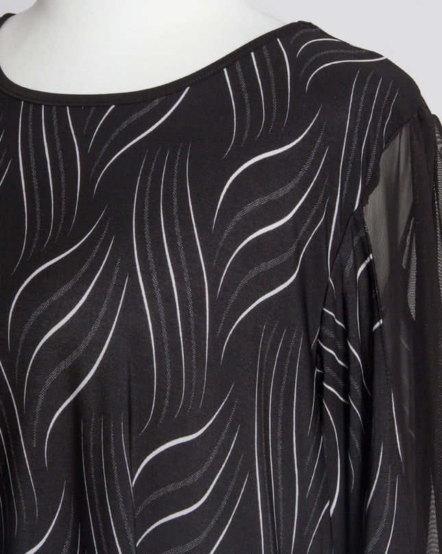 Официална черна туника с тюлени ръкави и разкроена кройка