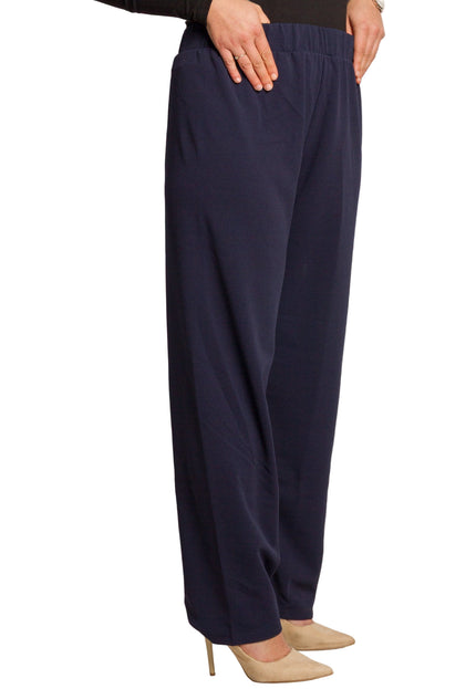 Макси дамски панталон в тъмносин цвят с ластик на талията