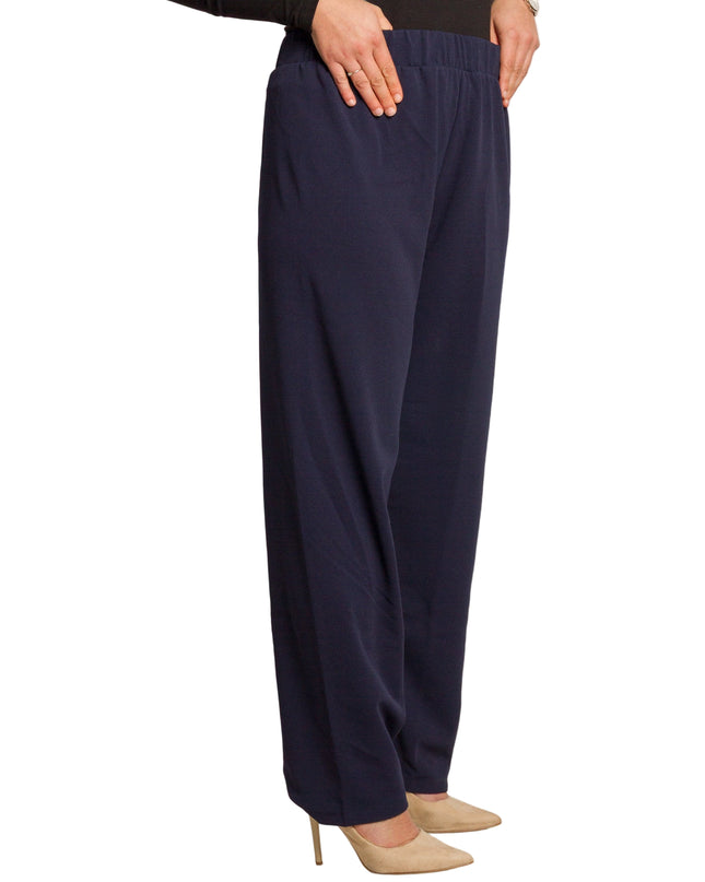 Макси дамски панталон в тъмносин цвят с ластик на талията