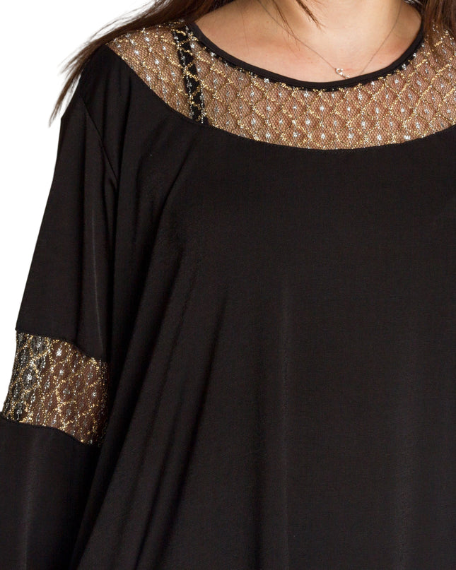 Черна официална туника с декоративна златиста мрежа