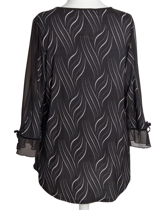 Официална черна туника с тюлени ръкави и разкроена кройка