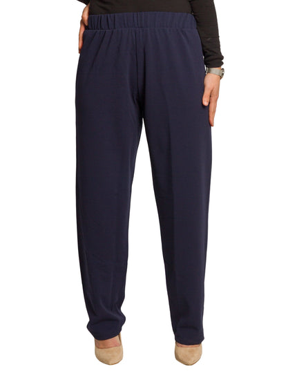 Макси дамски панталон в тъмносин цвят с ластик на талията