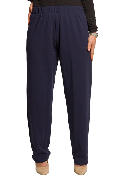 Макси дамски панталон в тъмносин цвят с ластик на талията