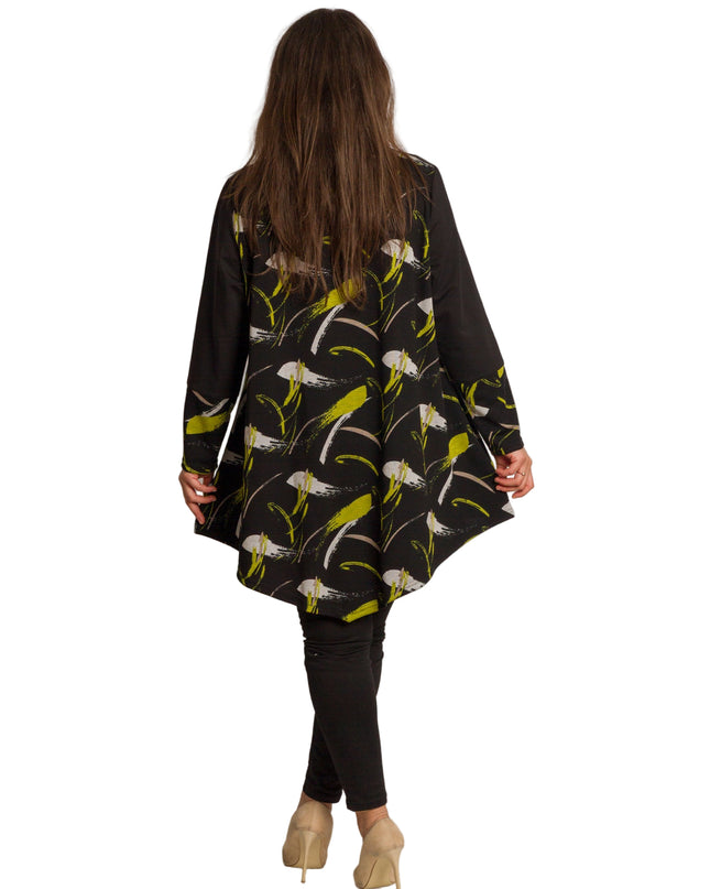 Туника с асиметричен дизайн и декоративна лента от еко-кожа