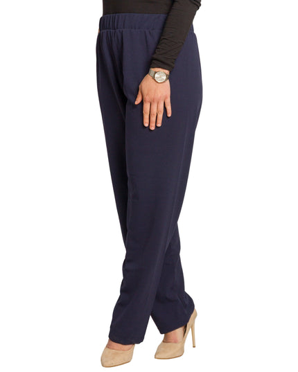 Макси дамски панталон в тъмносин цвят с ластик на талията