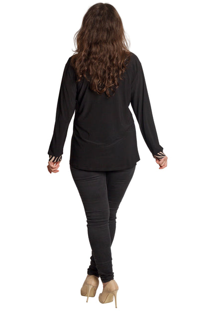 Черна туника с животински акцент и прав силует