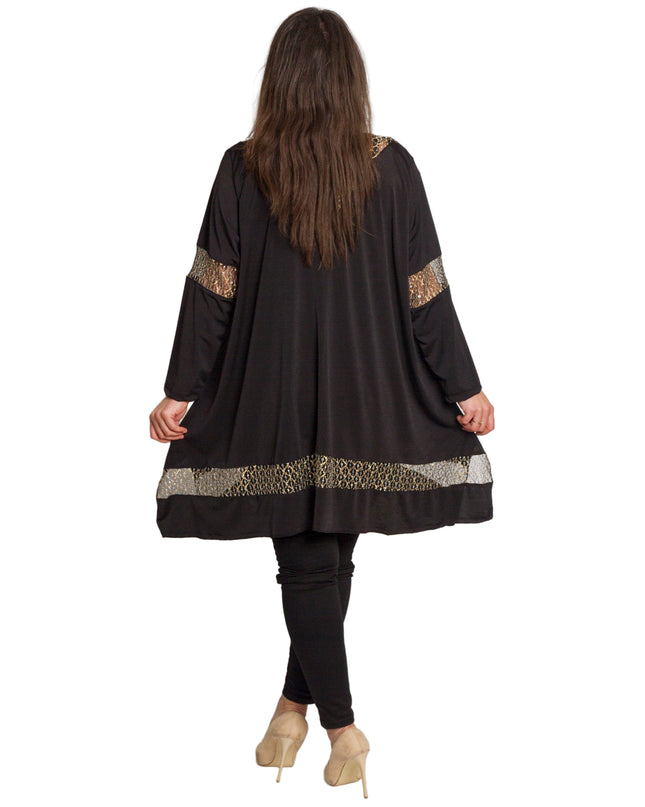 Черна официална туника с декоративна златиста мрежа