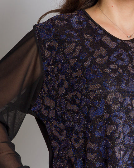 Елегантна туника с блестящ животински мотив в макси размери