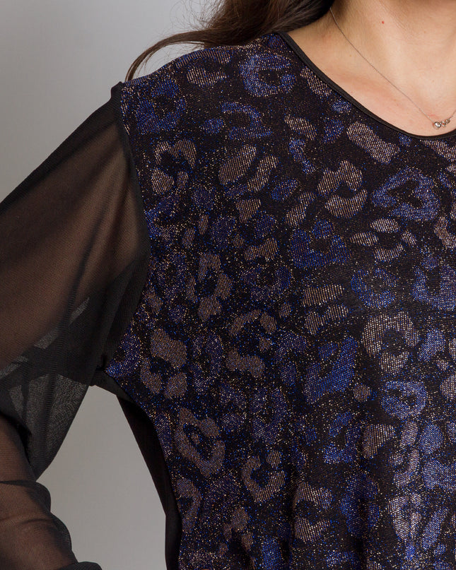 Елегантна туника с блестящ животински мотив в макси размери