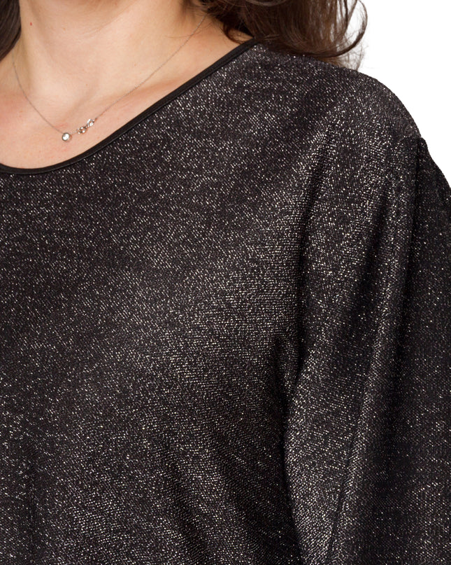 Елегантна свободна туника с блестящ десен в големи размери