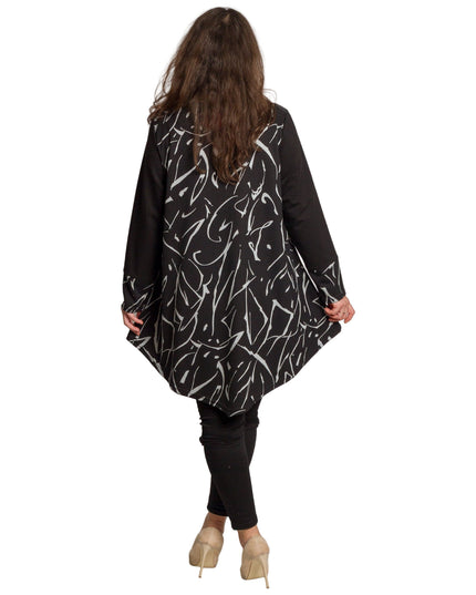 Черна туника със свободна кройка и акцент от еко кожа