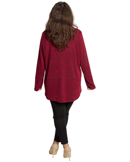 Елегантна червена туника с яка и V-образно деколте