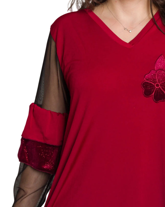 Официална туника с тюлени ръкави и разкроена кройка