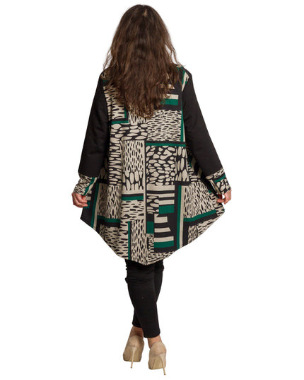 Туника с абстрактен принт с декоративна лента от еко кожа