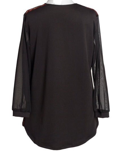 Дамска туника с блестящ животински мотив в червено