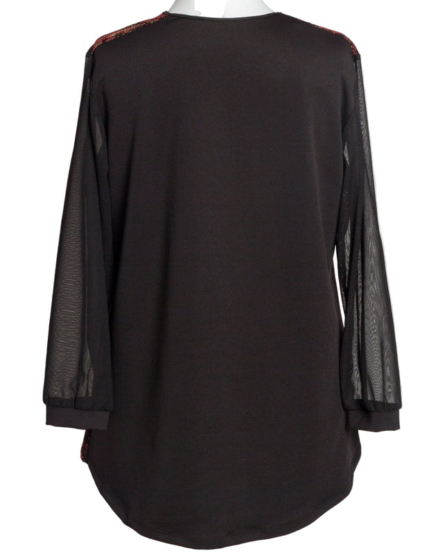 Дамска туника с блестящ животински мотив в червено