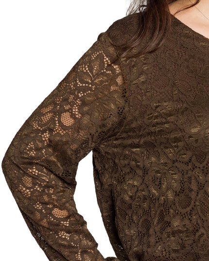 Официална права блуза с дантела в големи размери