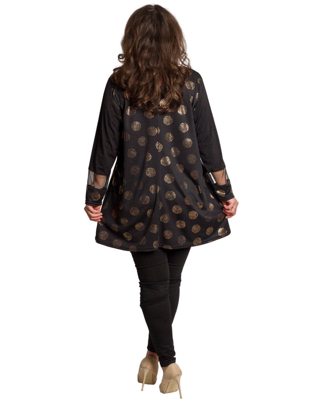 Официална празнична туника със златисти точки в големи размери