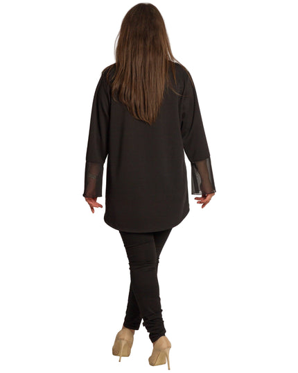 Елегантна туника в големи размери с ефектен златист десен