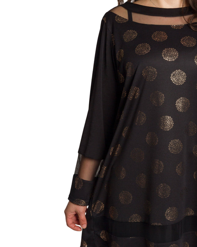 Официална празнична туника със златисти точки в големи размери