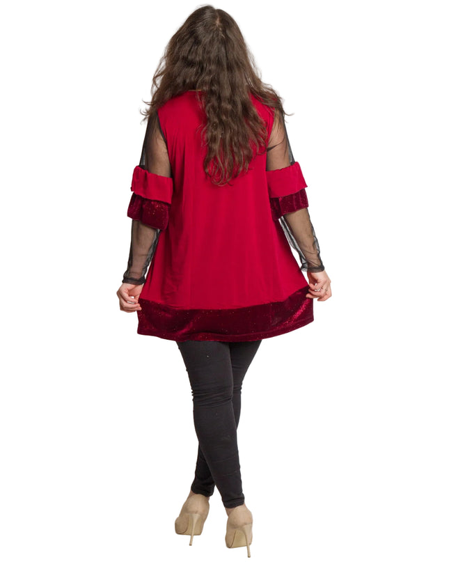 Официална туника с тюлени ръкави и разкроена кройка