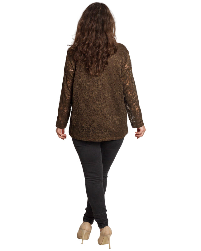 Официална права блуза с дантела в големи размери