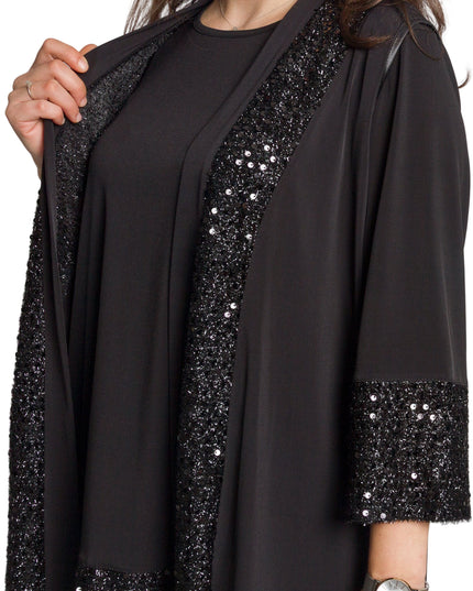 Елегантен черен комплект от туника и елек с пайети