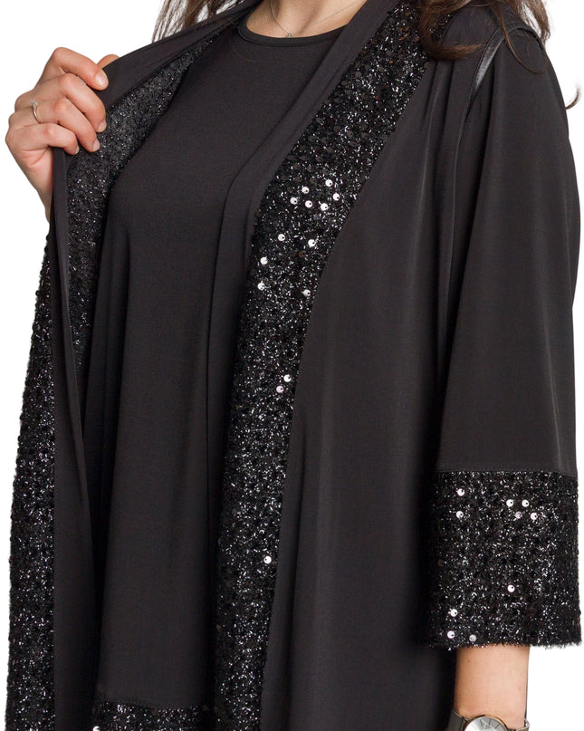 Елегантен черен комплект от туника и елек с пайети
