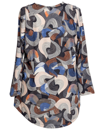 Макси туника с геометричен десен и обло деколте